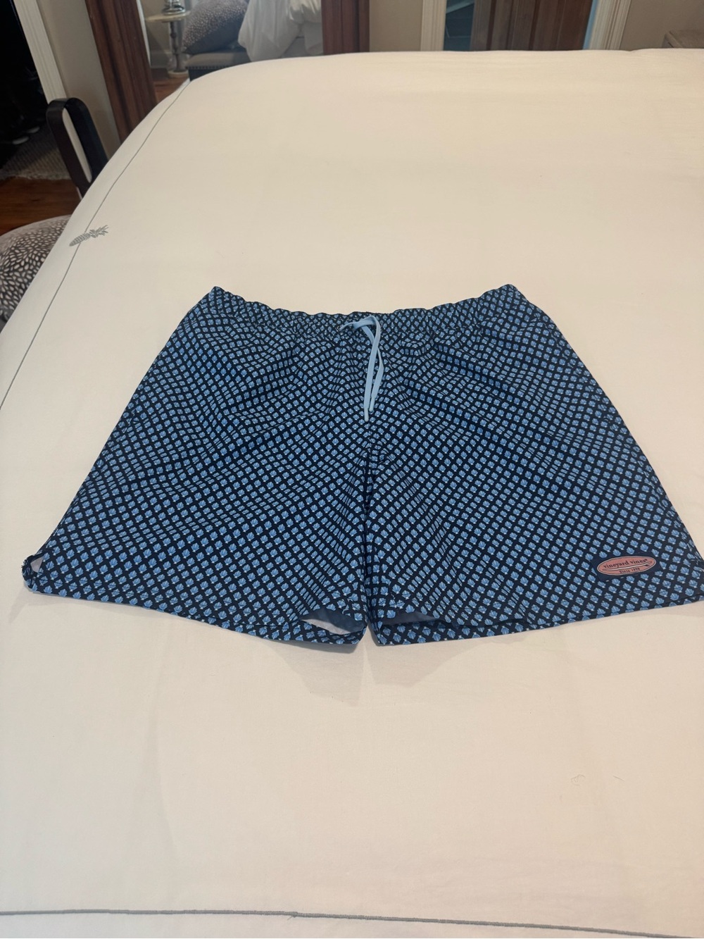 Vineyard Vines Navy and Light Blue Geometric Hybrid Shorts